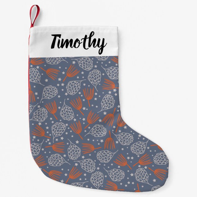 Handdrawn Pine Cones and Boughs Small Christmas Stocking (Front)