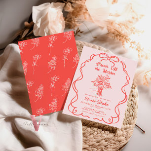 Handdrawn Pink Off the Market Bridal Shower Invite