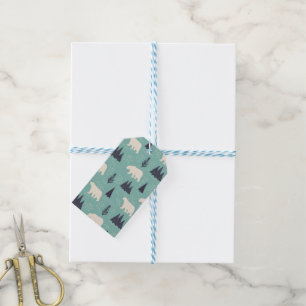 Handdrawn Polar Bears Evergreen Trees in the Snow Gift Tags