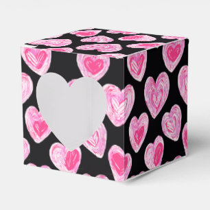 Handdrawn Romantic Pink Heart Valentine Gift Favour Box