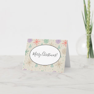 Handdrawn Snowflakes Christmas Trees Multicolor Note Card