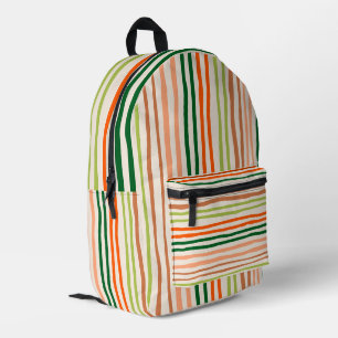Handdrawn Vintage Stripe Gifts Printed Backpack