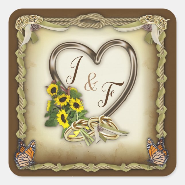 Handfasting Ceremony - Tying the Knot Square Sticker (Front)