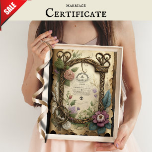 HANDFASTING CERTIFICATE FLORAL CELTIC WICCA PAGAN POSTER