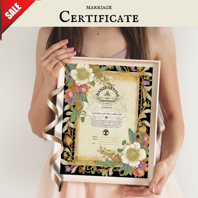 HANDFASTING CERTIFICATE FLORAL CELTIC WICCA PAGAN POSTER (Creator Uploaded)