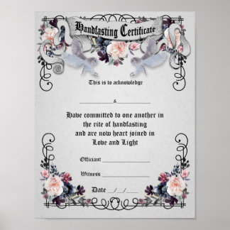 Handfasting Certificate Poster - Fantasy Owls