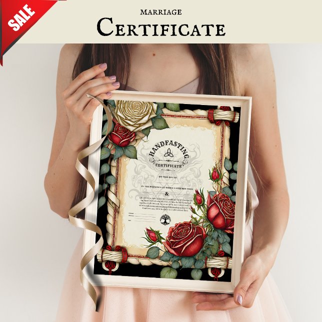 HANDFASTING CERTIFICATE TARTAN ROSES RED GREEN  POSTER (Creator Uploaded)
