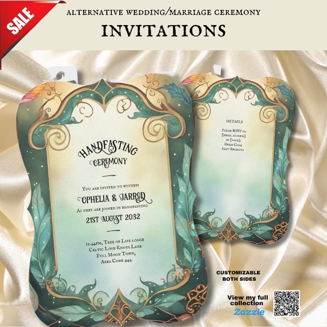 HANDFASTING INVITATIONS GREEN GOLD ETHEREAL (Creator Uploaded)