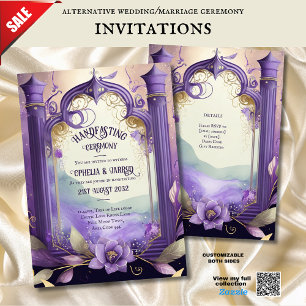 HANDFASTING INVITATIONS PURPLE GOLD ETHEREAL