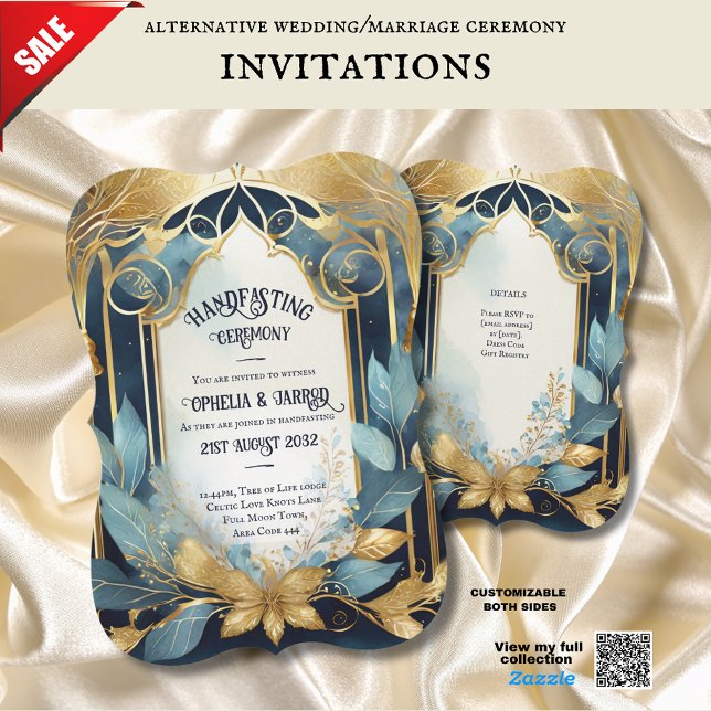 HANDFASTING INVITATIONS TEAL GOLD ETHEREAL (Creator Uploaded)