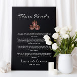 Handfasting Spiral Celtic Knot Irish Wedding Vows Canvas Print<br><div class="desc">These Hands Handfasting ceremony with faux rose gold Celtic spiral knot on a black background. Personalise the title,  poem,  couple names and date. A perfect wedding keepsake or anniversary gift.</div>