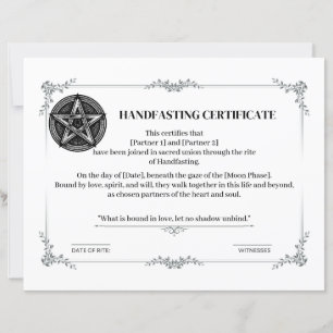 Handfasting Wedding Certificate
