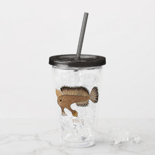 Handfish cartoon illustration  acrylic tumbler