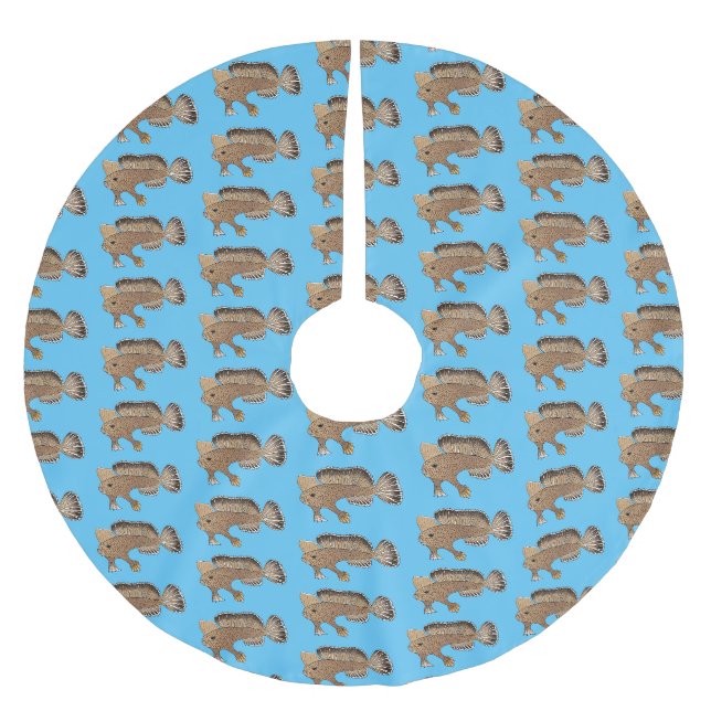 Handfish cartoon illustration brushed polyester tree skirt (Front)