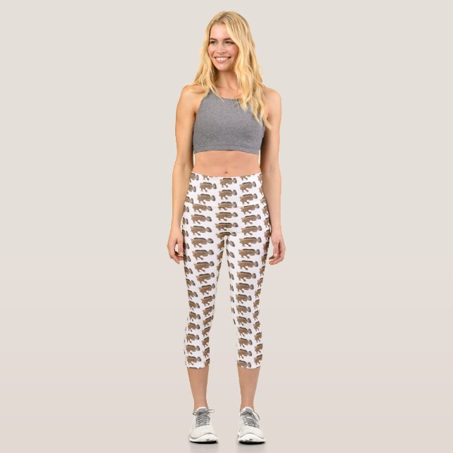 Handfish cartoon illustration  capri leggings (Front)