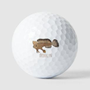 Handfish cartoon illustration  golf balls