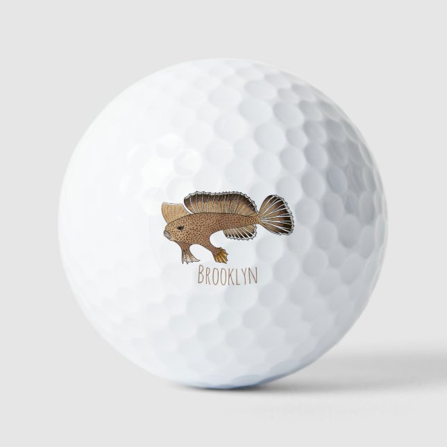Handfish cartoon illustration  golf balls (Front)