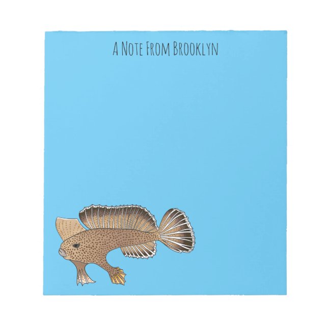 Handfish cartoon illustration  notepad (Front)