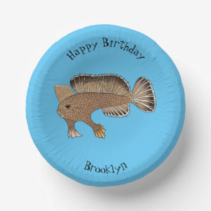 Handfish cartoon illustration paper plate
