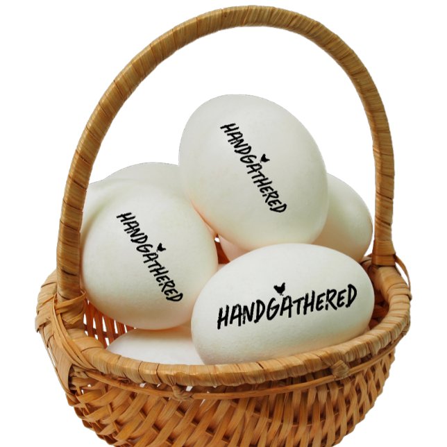 Handgathered Hen Cute Illustration Black Text Rubber Stamp (Handgathered Chicken rubber stamp)