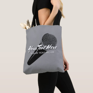 Handheld vocal microphone mic design personalised tote bag