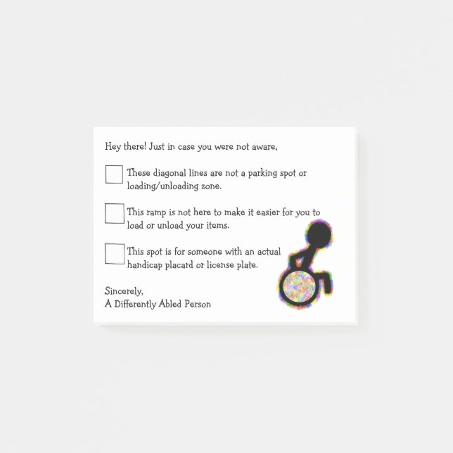 Handicap Car Post-It. Post-it Notes (Front)
