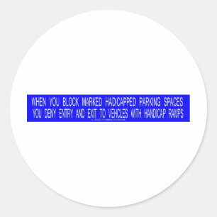 HANDICAP PARKING PHRASES 2 CLASSIC ROUND STICKER