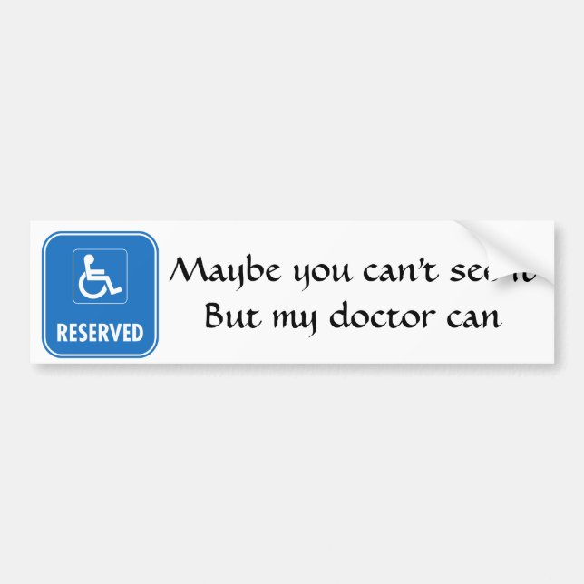 Handicap Parking Sign Bumper Sticker (Front)