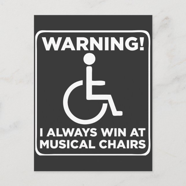Handicap Sarcastic Wheelchair Musical Chair Postcard (Front)