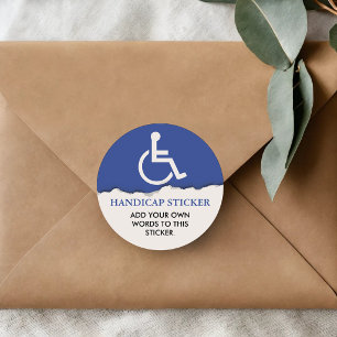Handicap Symbol Custom Text Classic Round Sticker