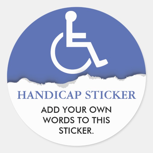 Handicap Symbol Custom Text Classic Round Sticker (Front)