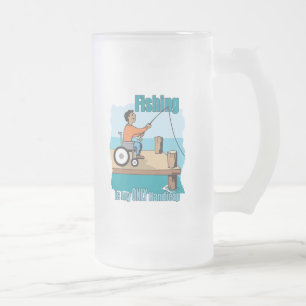 Handicap Wheelchair Fishing Frosted Glass Beer Mug