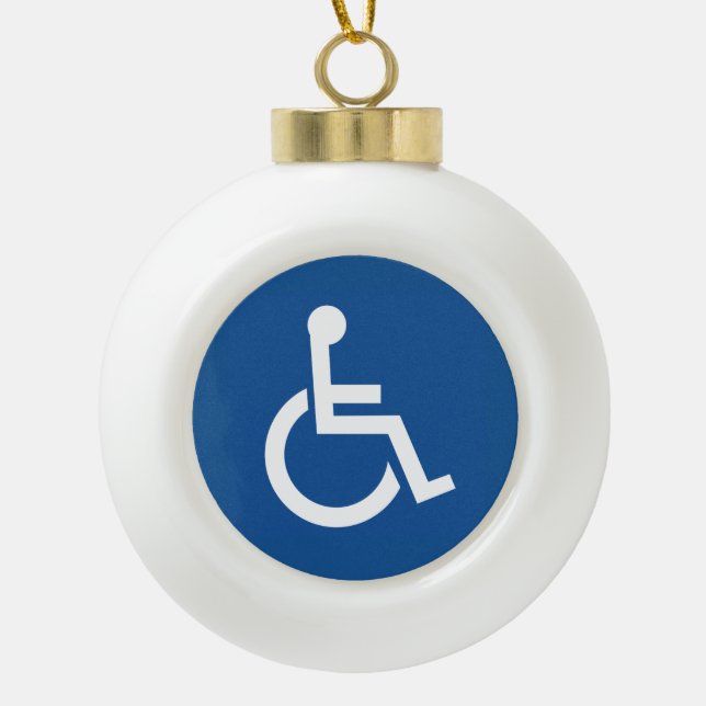 Handicapped Ceramic Ball Christmas Ornament (Front)