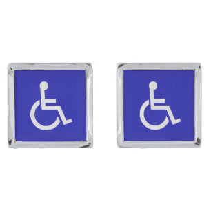 Handicapped Disabled Silver Finish Cufflinks