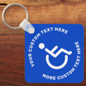 Handicapped disabled symbol text blue white key ring (Front)