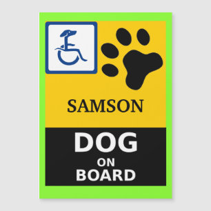 HANDICAPPED DOG ON BOARD Dog's Name Sign Magnet