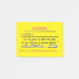Handicapped Parking Notice Post-it Notes