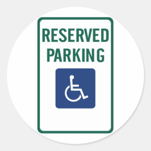 Handicapped Reserved Parking Highway Sign Classic Round Sticker
