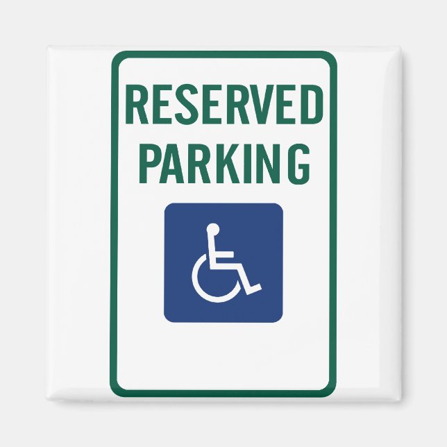 Handicapped Reserved Parking Highway Sign Magnet (Front)