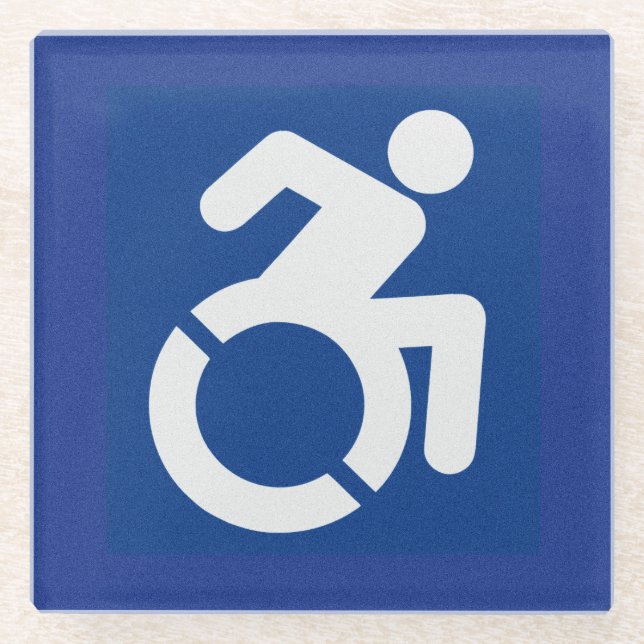 Handicapped Sign Modern Glass Coaster (Front)