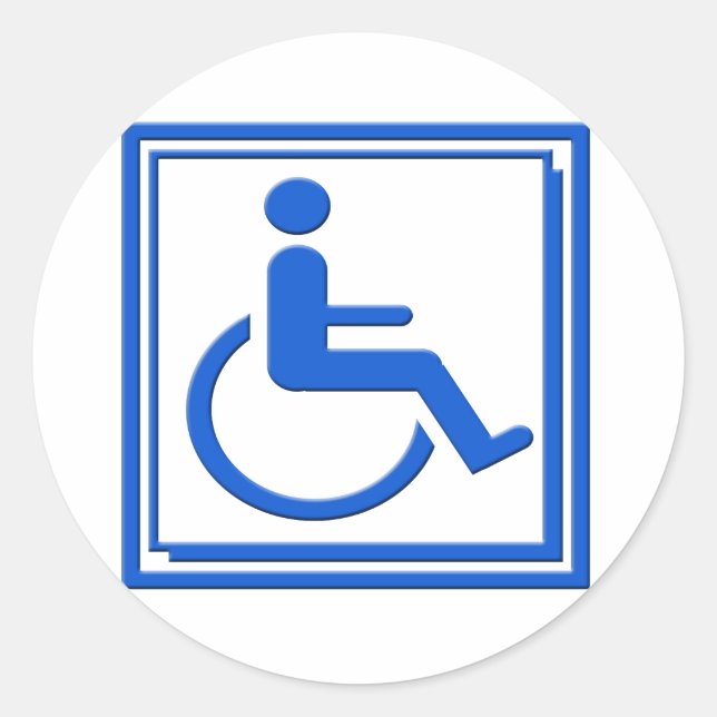 Handicapped Stylish Symbol Blue Classic Round Sticker (Front)