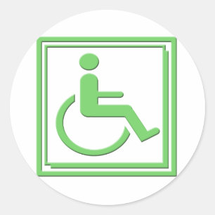 Handicapped Stylish Symbol Green Classic Round Sticker