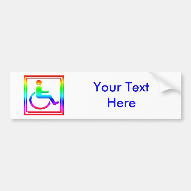 Handicapped Stylish Symbol Multicolored Bumper Sticker (Front)