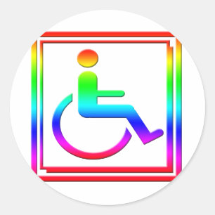 Handicapped Stylish Symbol Multicolored Classic Round Sticker