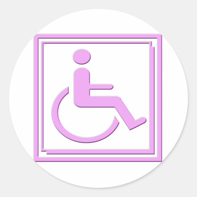 Handicapped Stylish Symbol Pink Classic Round Sticker (Front)