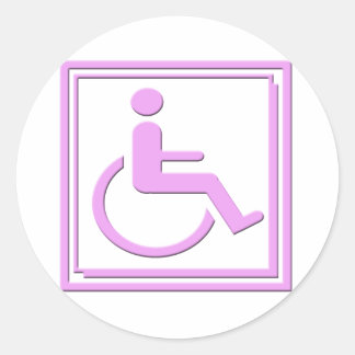 Handicapped Stylish Symbol Pink Classic Round Sticker