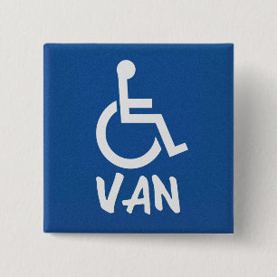 Handicapped Van 15 Cm Square Badge