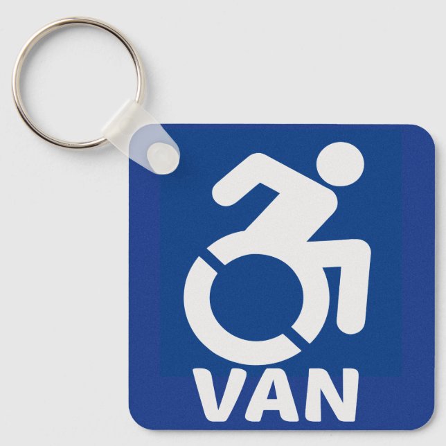 Handicapped Van Modern Key Ring (Front)