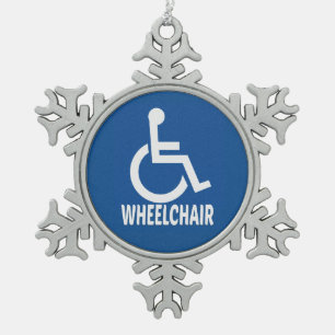 Handicapped Wheelchair Snowflake Pewter Christmas Ornament