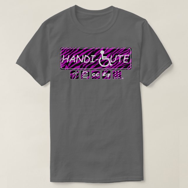 HandiCute Purple Zebra Stripes T-Shirt (Design Front)